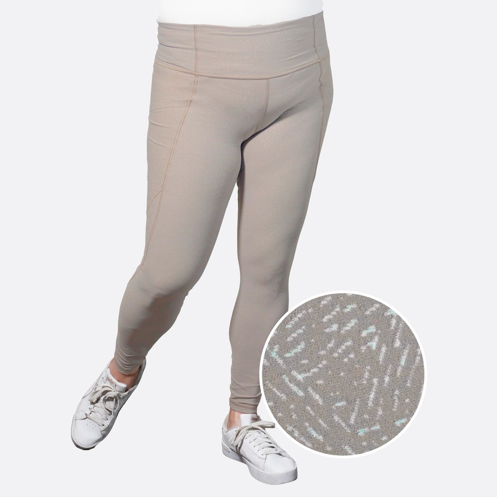 Athleta Salutation Stash Pocket‎ High Rise Leggings Textured Beige M Athleisure